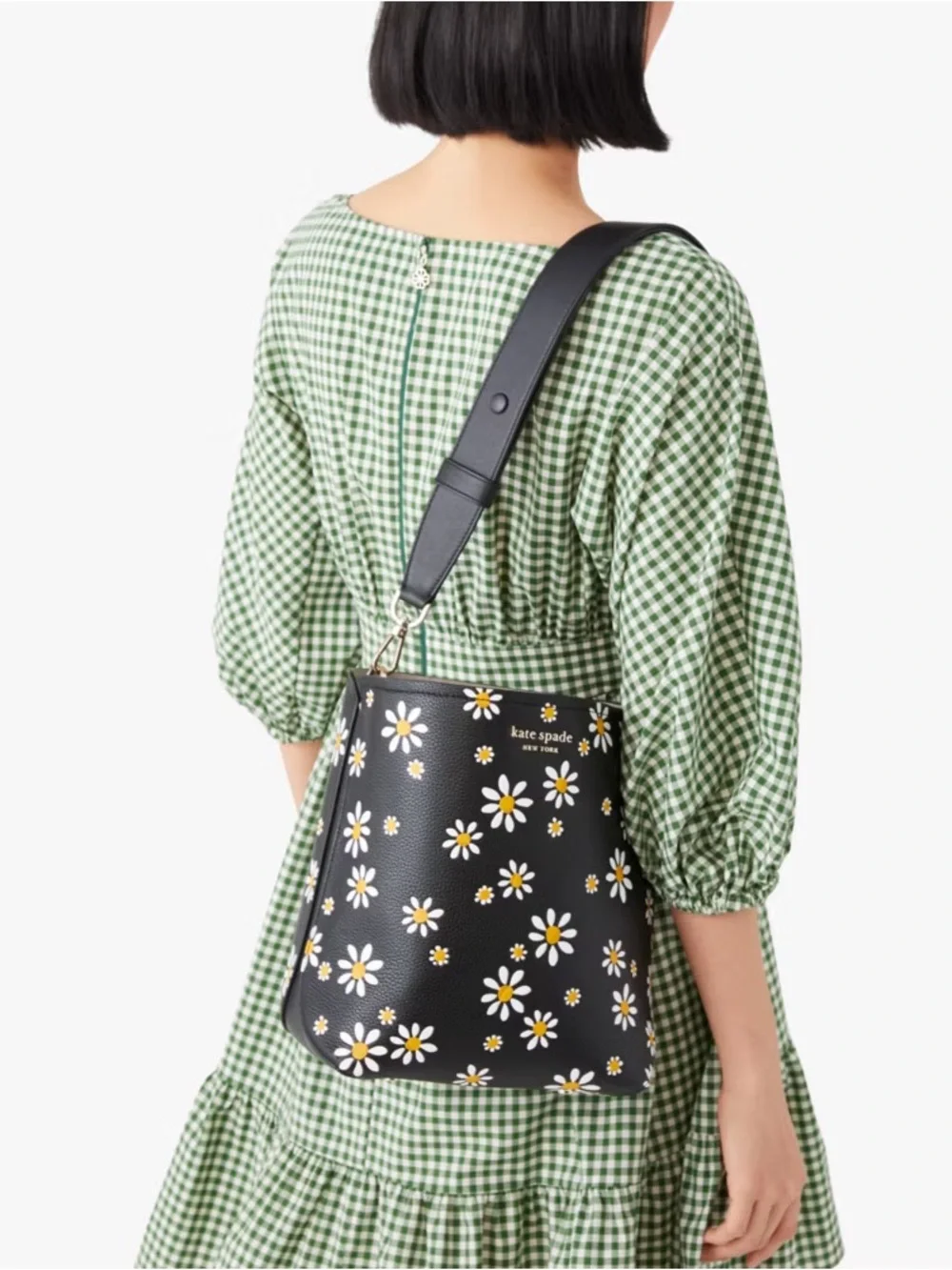 kate spade Black Daisy Print Shoulder Bucket Bag - Picture 4 of 9